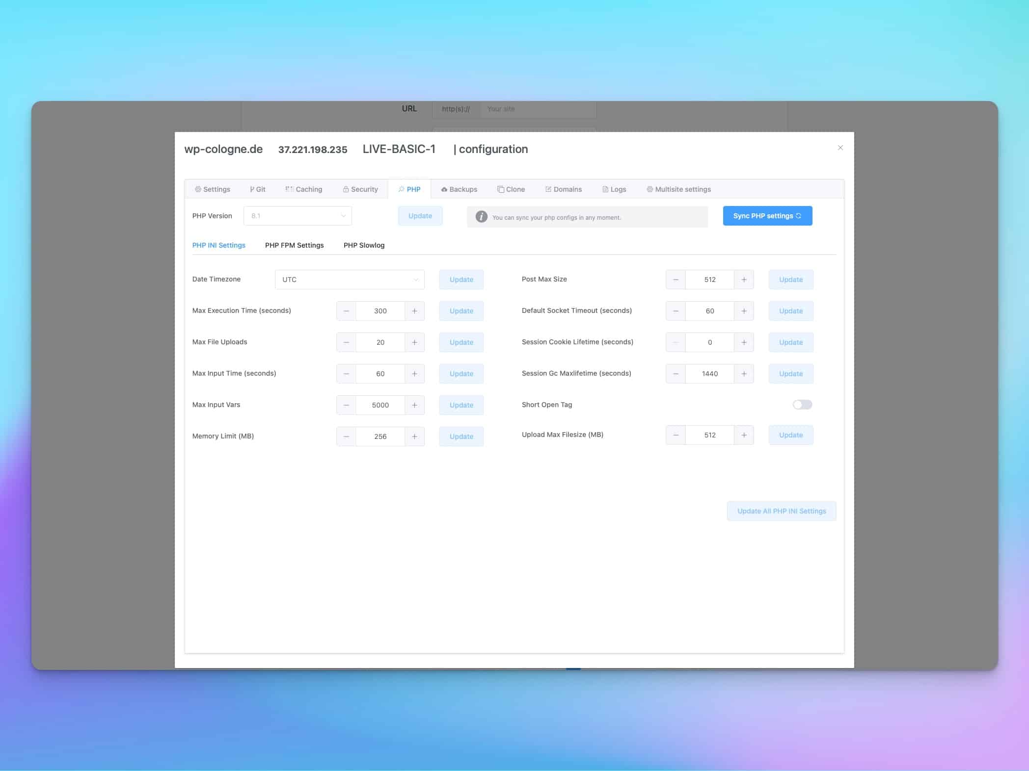 Ein Screenshot von unserem WordPress Management Hosting