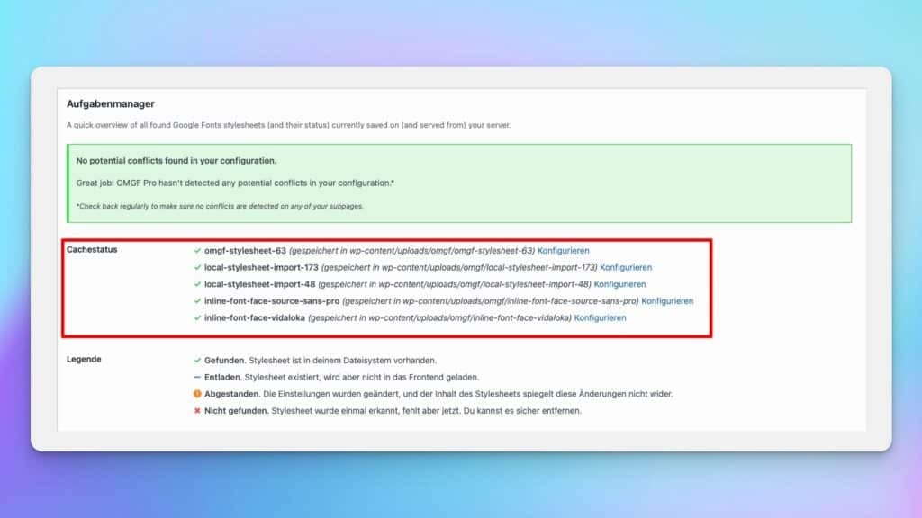 Der WordPress OMGF Schriften Cache