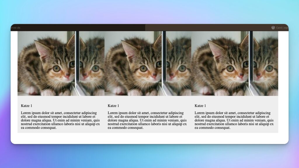 Katzenauflistung im WPBakery PageBuilder